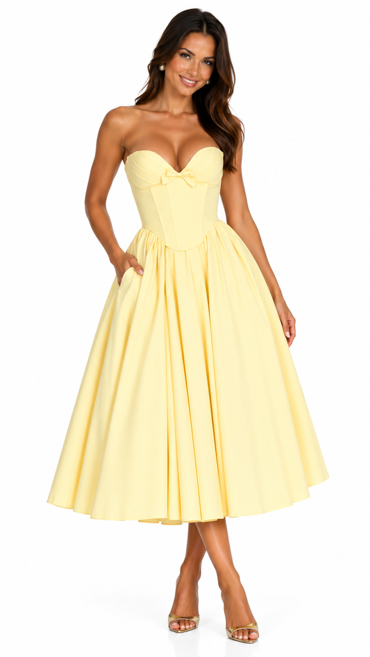 VESTIDO MIDI CELESTE - Amarela